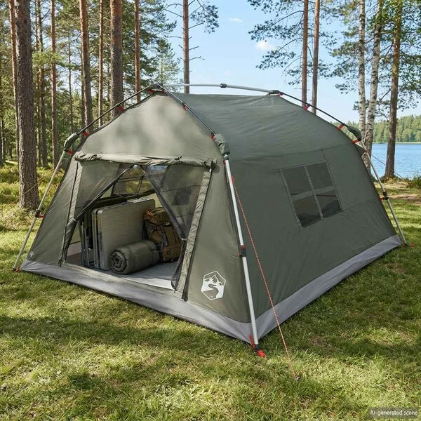 vidaXL Tente instantanée imperméable 4 personne Vert armée