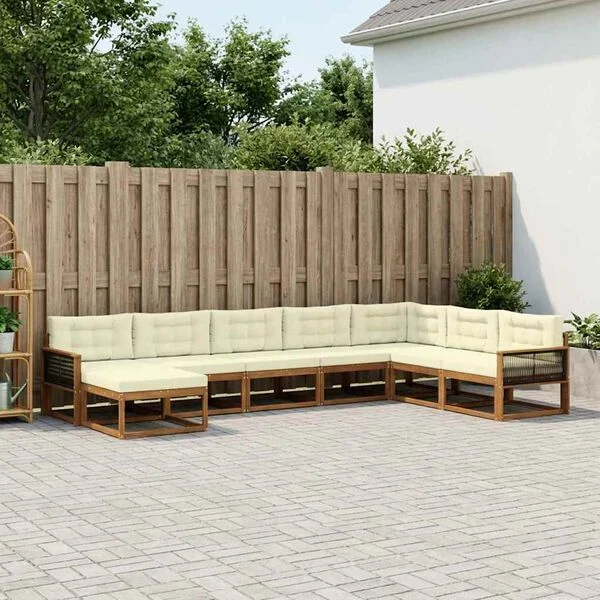 vidaXL Ensemble de canapés d'extérieur 8 pc Naturel et Crème