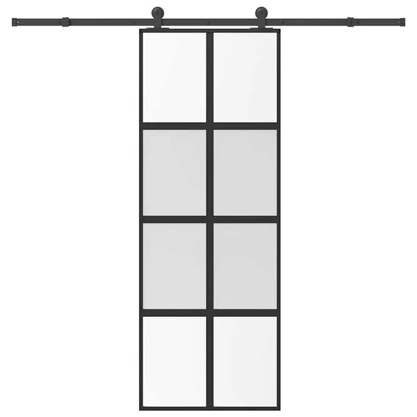 vidaXL Porte coulissante kit de quincaillerie trempé verre aluminium