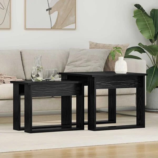 vidaXL Ensemble de tables basses 2 pc Chêne noir 50 x 52 x 42 cm