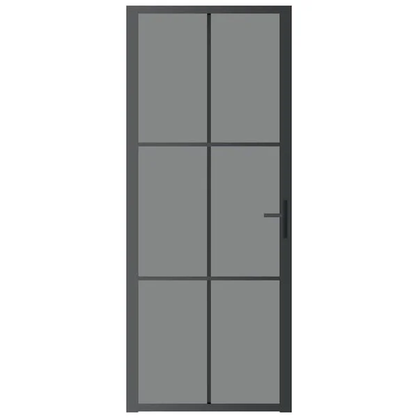vidaXL Porte intérieure 83x201, 5 cm Noir Verre ESG et aluminium
