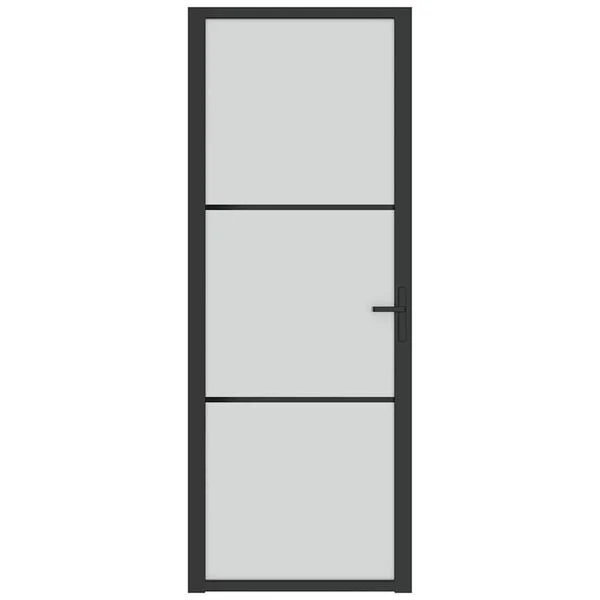 vidaXL Porte intérieure 76x201, 5 cm Noir Verre mat et aluminium