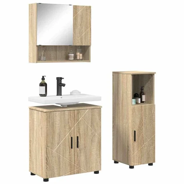 vidaXL Ensemble de mobilier de salle de bain 3 pc Chêne Sonoma