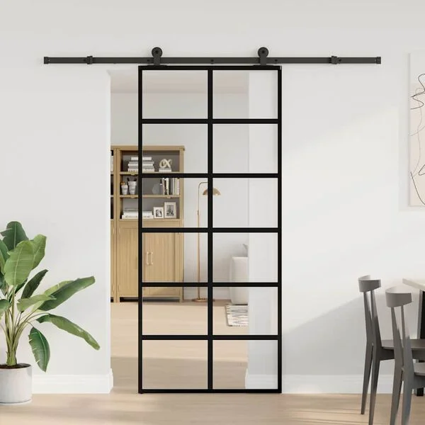 vidaXL Porte coulissante avec kit de quincaillerie 90x205 cm Verre ESG