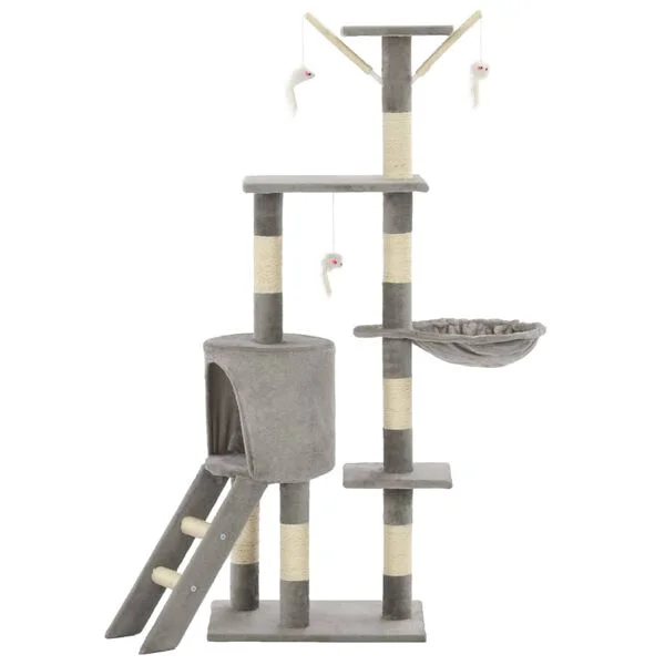vidaXL Arbre à chat avec griffoirs en sisal 138 cm Gris