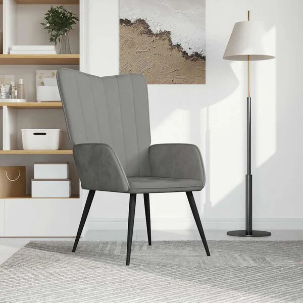 vidaXL Chaise de relaxation Gris clair Velours