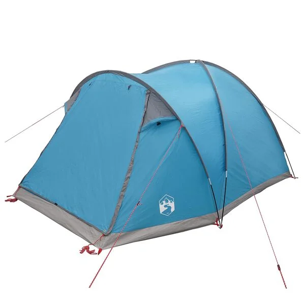 vidaXL Tente Cabane 4 personne Bleu Polyester et Acier
