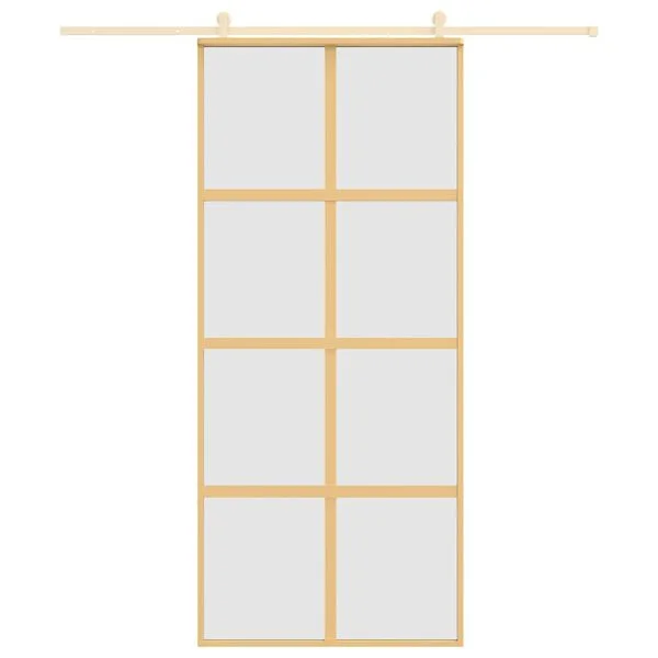 vidaXL Porte coulissante doré 90x205 cm verre ESG dépoli et aluminium