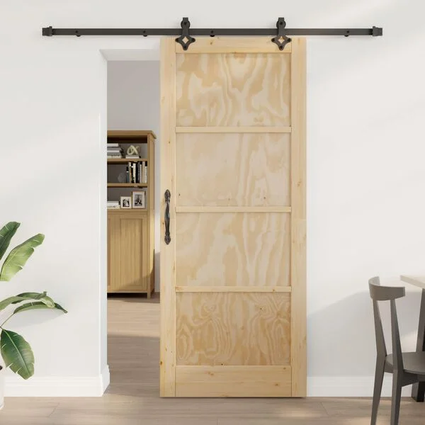 vidaXL Porte coulissante Naturel et noir 86 x 211 cm