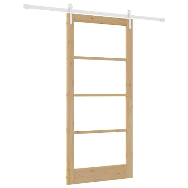 vidaXL Porte coulissante 93 x 202 cm Bois de pin massif et verre