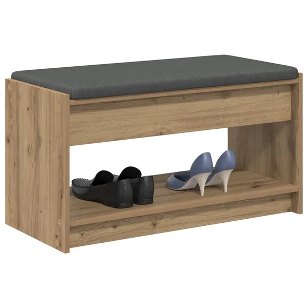 vidaXL Banc à chaussures avec coussin Chêne artisanal 83 x 38 x 45 cm