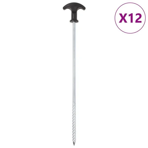 vidaXL Piquets de tente 12 pcs 30 cm Ø7 mm acier galvanisé