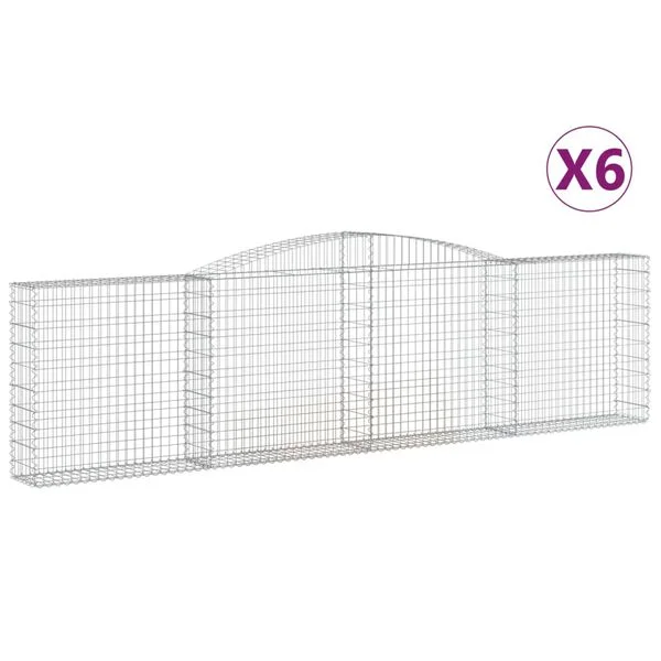 vidaXL Paniers à gabions arqués 6 pcs 400x30x100/120 cm Fer galvanisé
