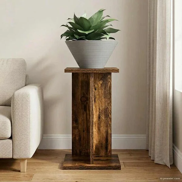 vidaXL Support de Plante Chêne fumé 25 x 25, 5 x 40, 5 cm
