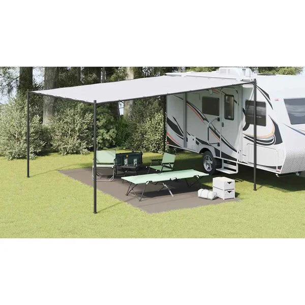 vidaXL Tapis de tente Gris clair 550 x 250 cm Polyéthylène