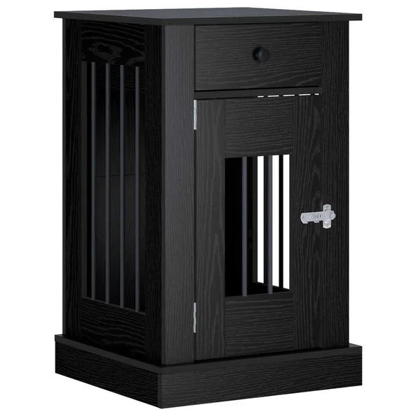 vidaXL Meuble de cage pour chien Chêne noir 50 x 47, 5 x 80 cm