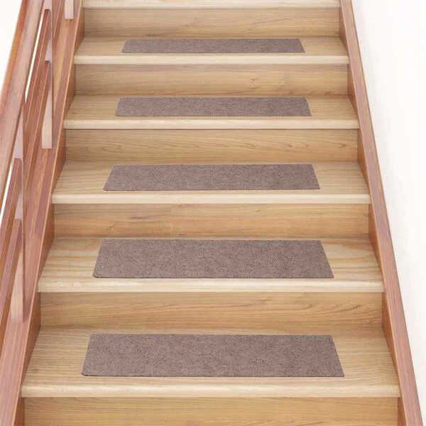 vidaXL Tapis d'escalier autocollants 15 pièces 76x20 cm Marron clair