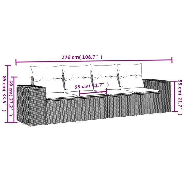 vidaXL Salon de jardin avec coussins 4 pcs beige résine tressée