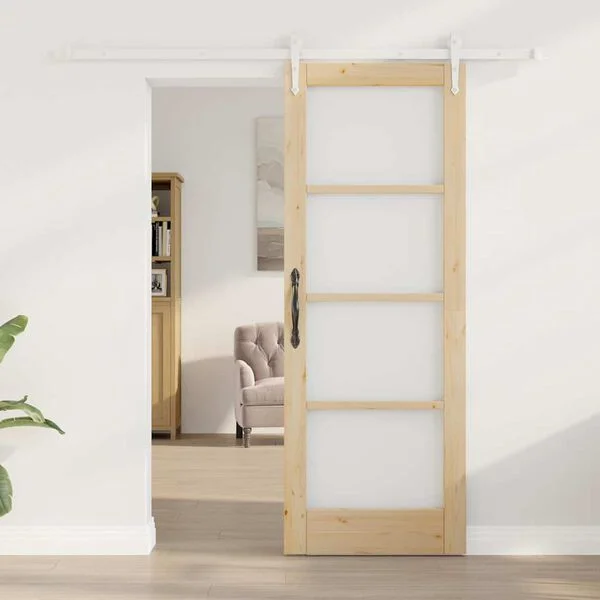 vidaXL Porte coulissante 73, 5 x 198, 5 cm Bois de pin massif et verre