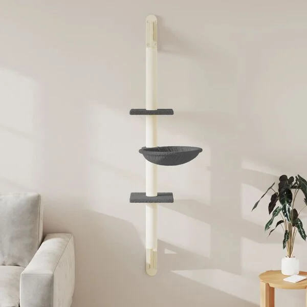 vidaXL Arbre à chat mural avec griffoir gris foncé 142, 5 cm