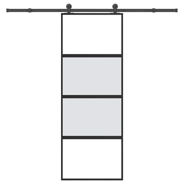 vidaXL Porte coulissante kit de quincaillerie trempé verre aluminium