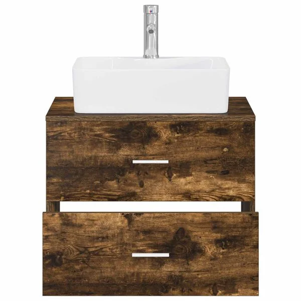 vidaXL Ensemble de mobilier de salle de bain Chêne fumé