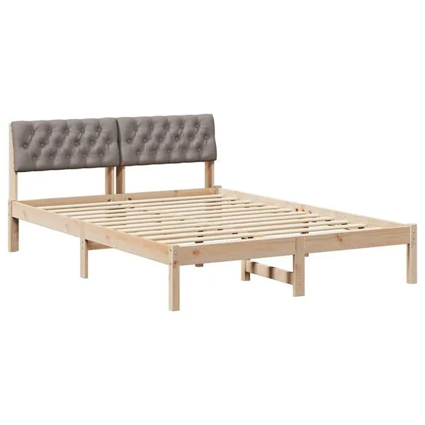 vidaXL Cadre de lit Marron et taupe 160 x 200 cm Bois massif en pin