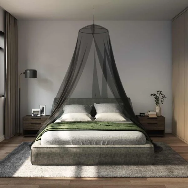 vidaXL Ciel de lit anti-moustiques 156 mesh Noir ⌀56 x 220 cm