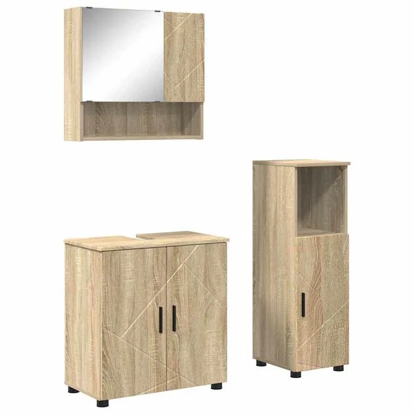 vidaXL Ensemble de mobilier de salle de bain 3 pc Chêne Sonoma