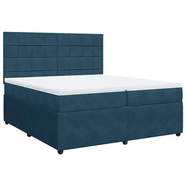 vidaXL Sommier à lattes de lit et matelas Bleu foncé 200x200cm Velours