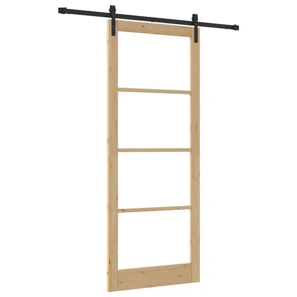 vidaXL Porte coulissante ORKDAL Naturel et Noir 93 x 232 cm