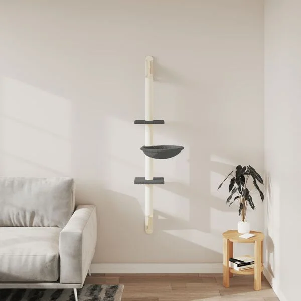 vidaXL Arbre à chat mural avec griffoir gris foncé 142, 5 cm