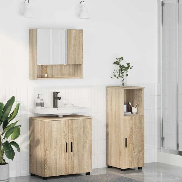 vidaXL Ensemble de mobilier de salle de bain 3 pc Chêne Sonoma