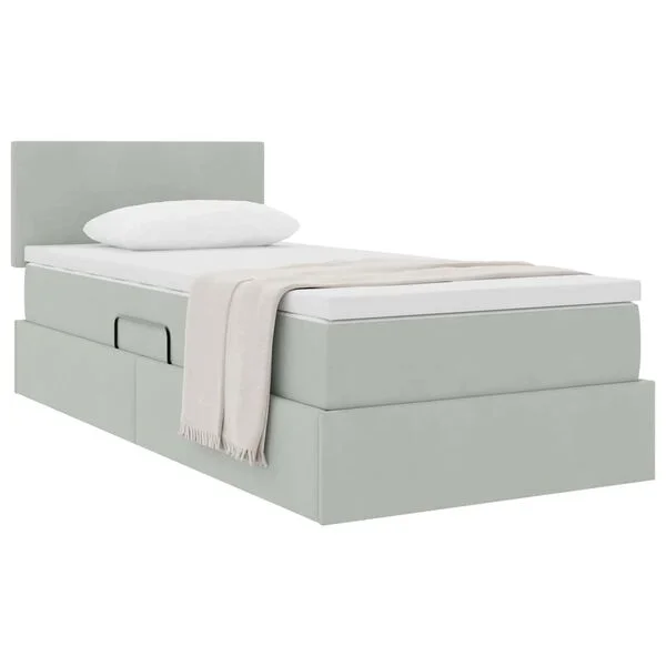 vidaXL Lit de Rangement Gris clair 90 x 190 cm Velours